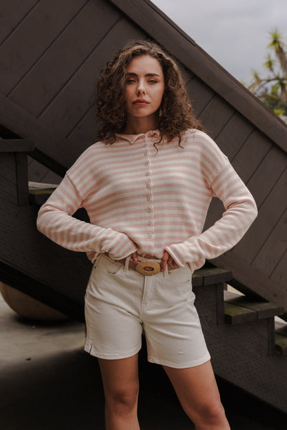 Katie Hammered Oval Buckle Belt Blush