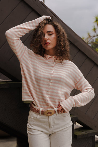 Katie Hammered Oval Buckle Belt Blush