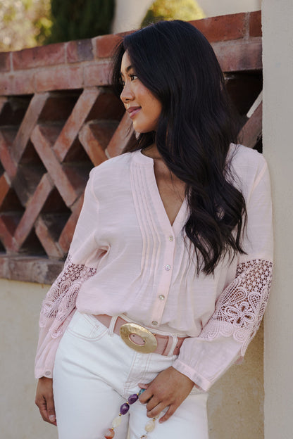 Katie Hammered Oval Buckle Belt Blush