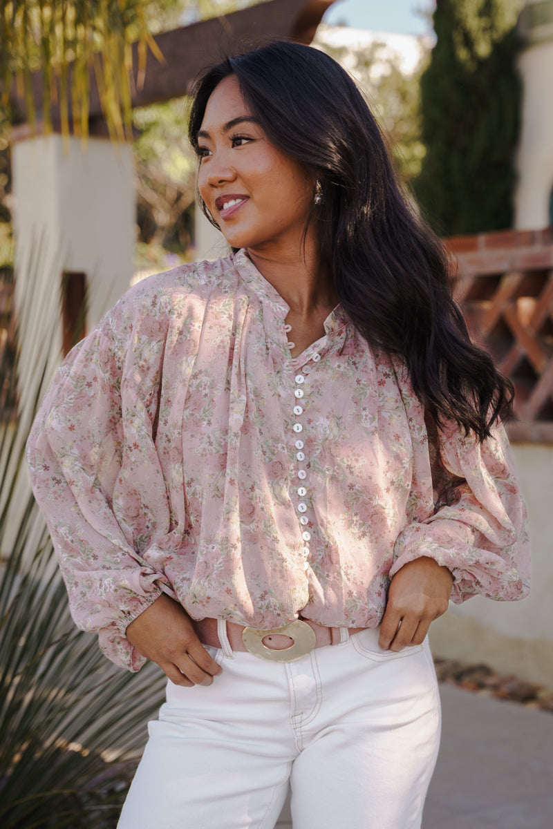 Katie Hammered Oval Buckle Belt Blush