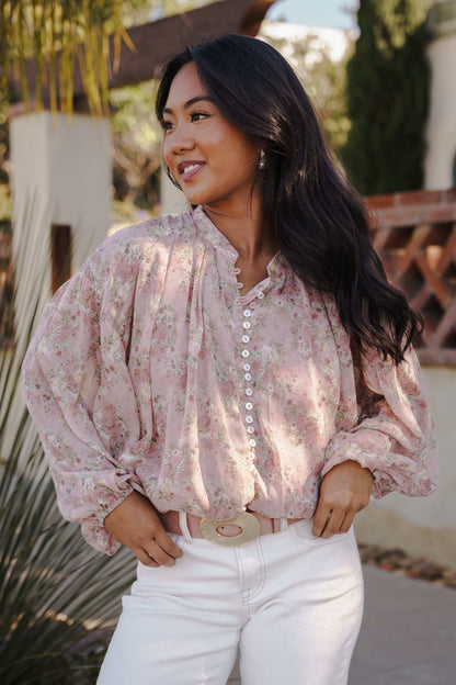 Katie Hammered Oval Buckle Belt Blush