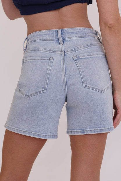Renee High Rise Waist Tie Denim Shorts Light Wash