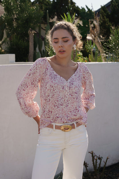 Katie Hammered Oval Buckle Belt Blush