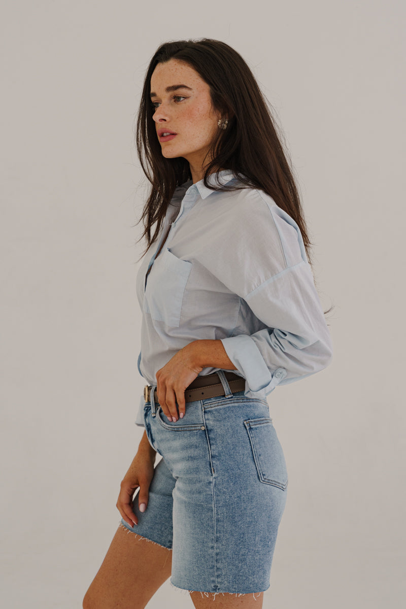 Jane Contrast Stitched Knob Bar Buckle Belt Taupe