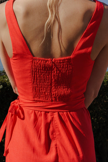 Brexley Sleeveless Wrap Midi Dress Red
