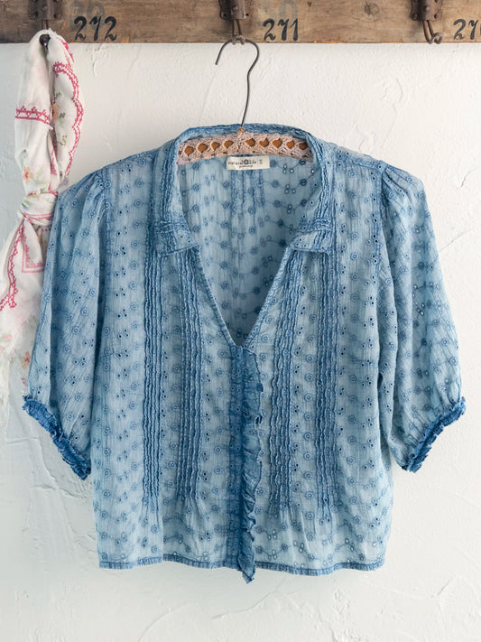 Annie Cotton Eyelet Top - Denim