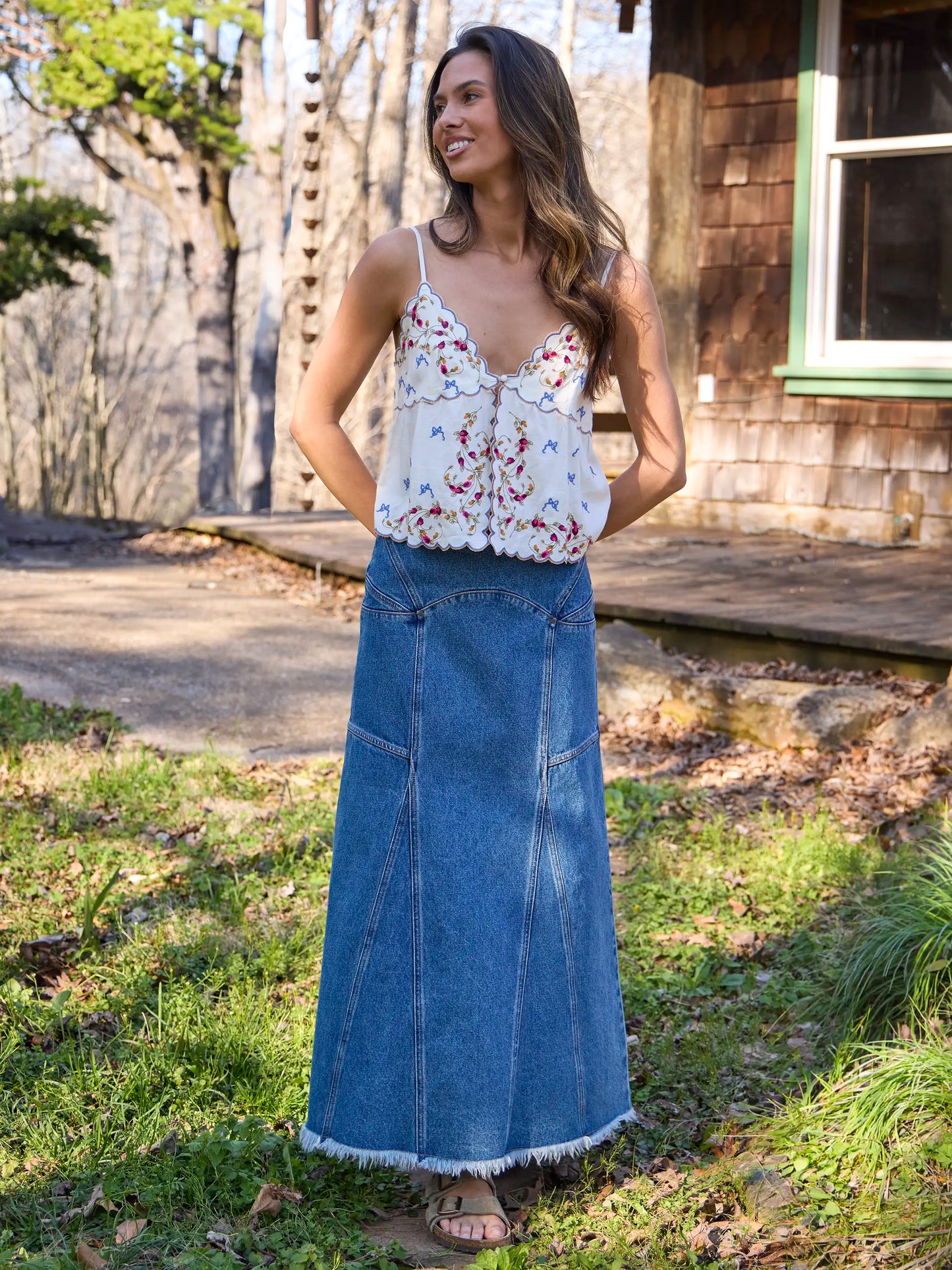 Estelle Embroidered Tank - White Floral