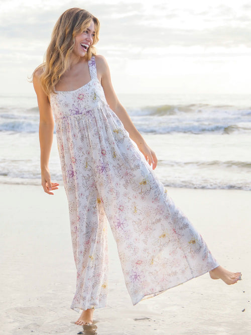 Gabi Jumpsuit - Dahlia Flora Ivory