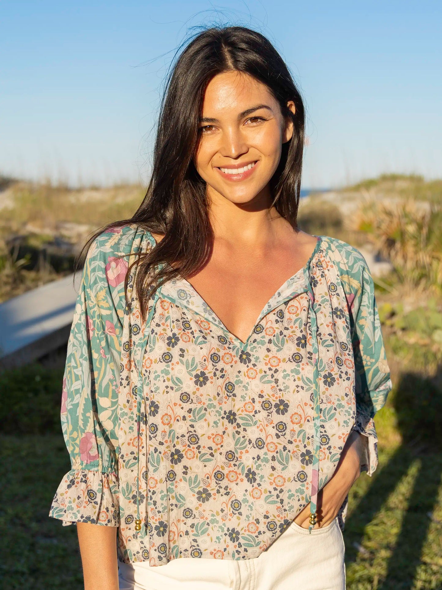 Magnolia Cotton Top - Seafoam