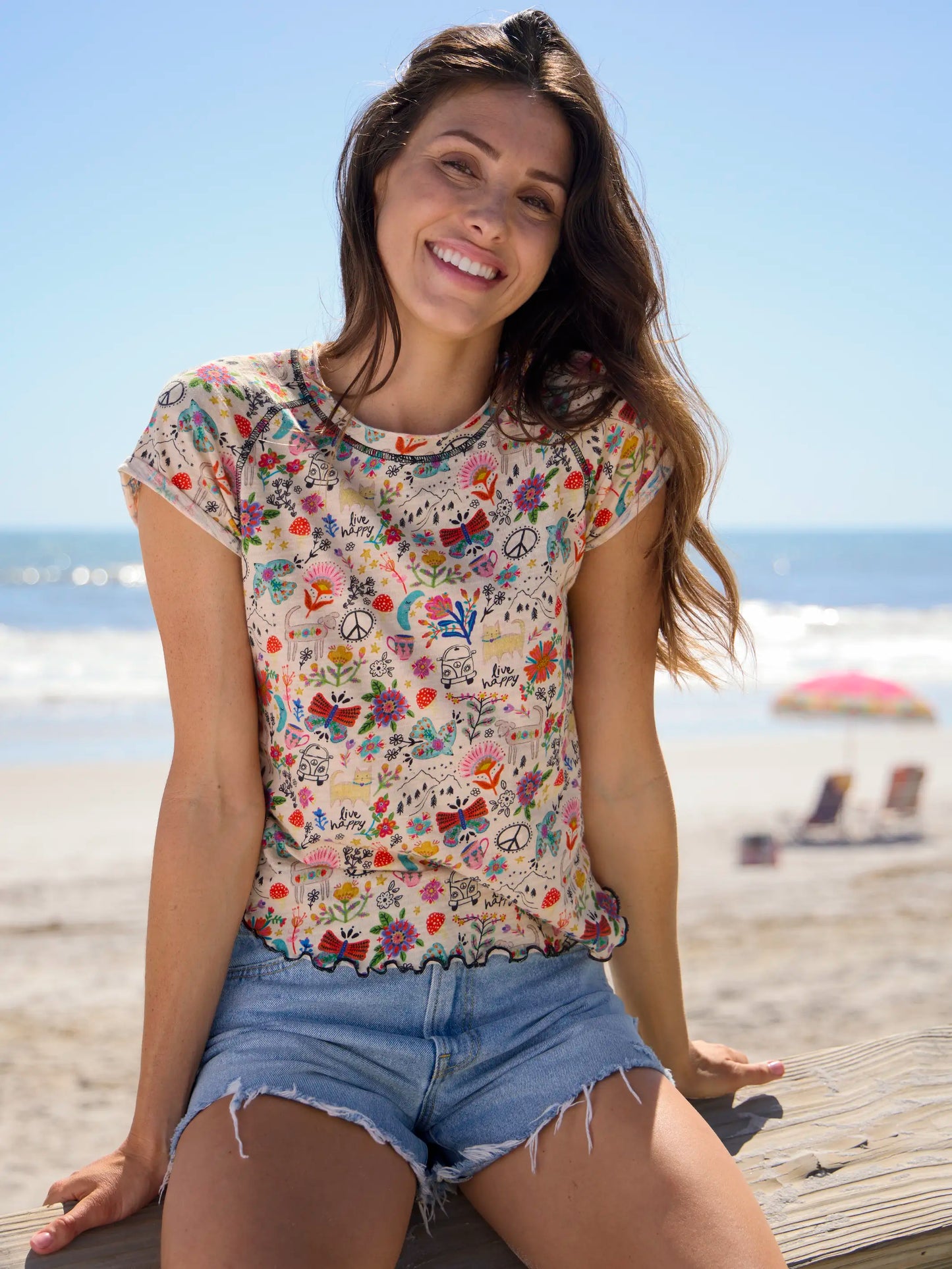 Lily Cotton Short Sleeve Tee Shirt - Doodles