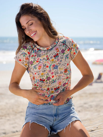 Lily Cotton Short Sleeve Tee Shirt - Doodles