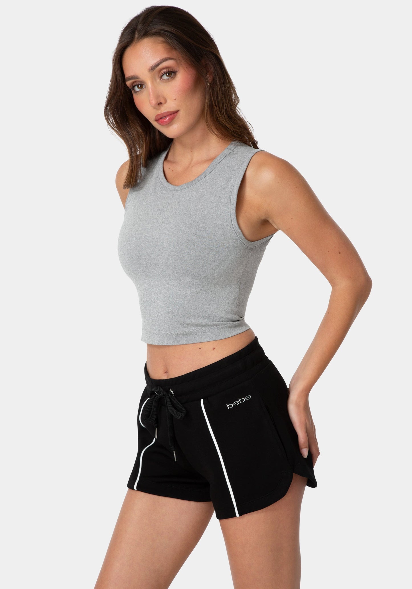 Double Front Seamless Cropped Tank With Foil Logo