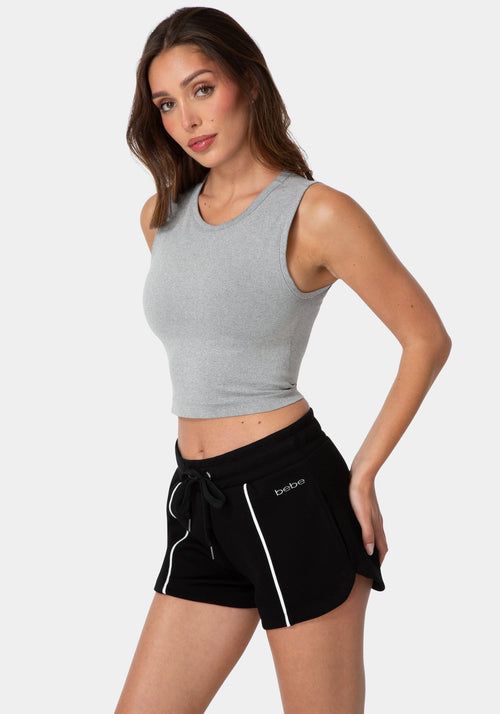Double Front Seamless Cropped Tank With Foil Logo
