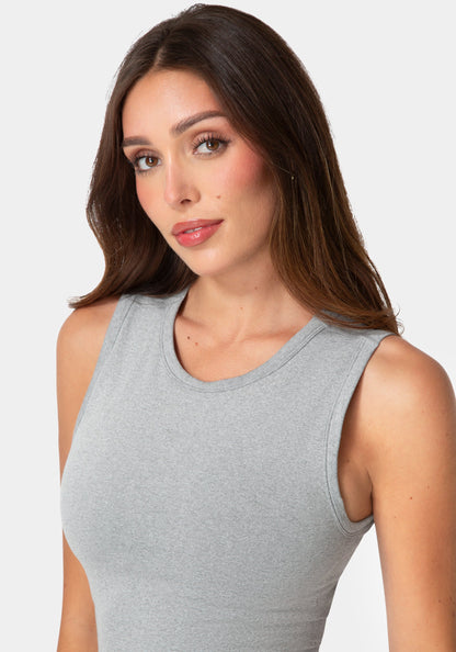 Double Front Seamless Cropped Tank With Foil Logo