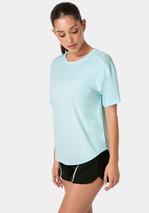Curved Hem Tee W Puff Paint Logo