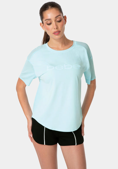 Curved Hem Tee W Puff Paint Logo