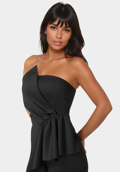 Strapless Cascade Midi Dress