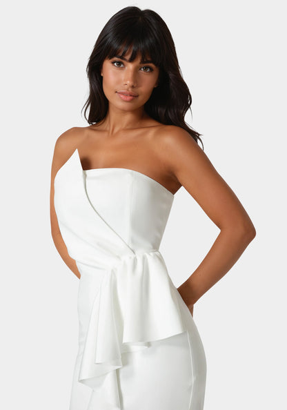 Strapless Cascade Midi Dress