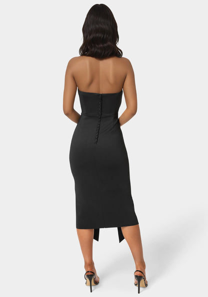 Strapless Cascade Midi Dress