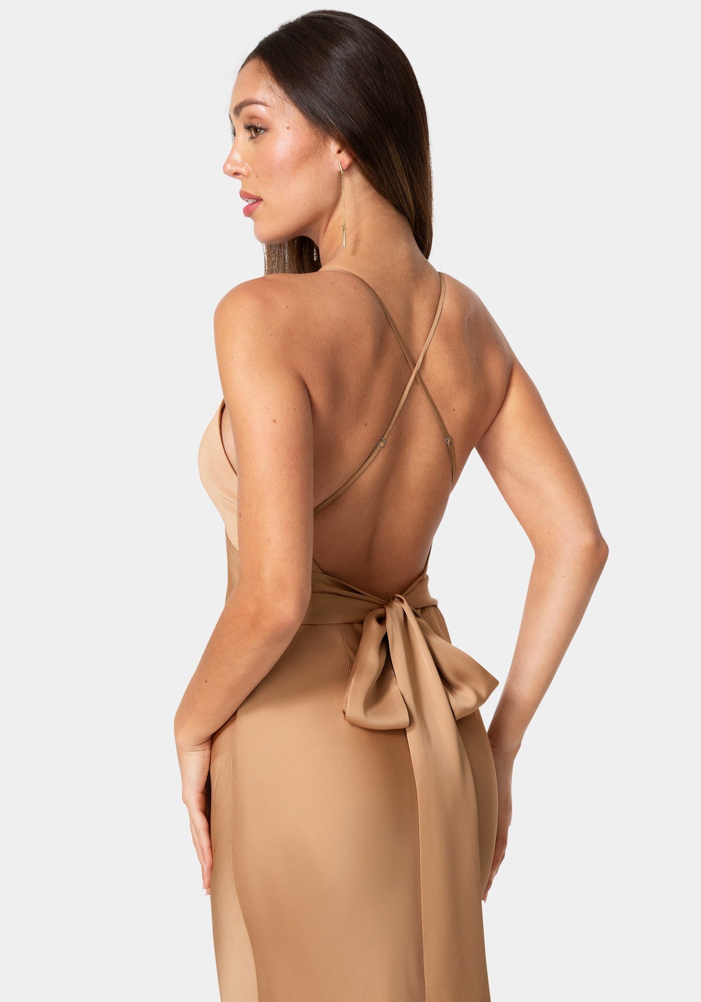 Tiered Satin High Low Gown