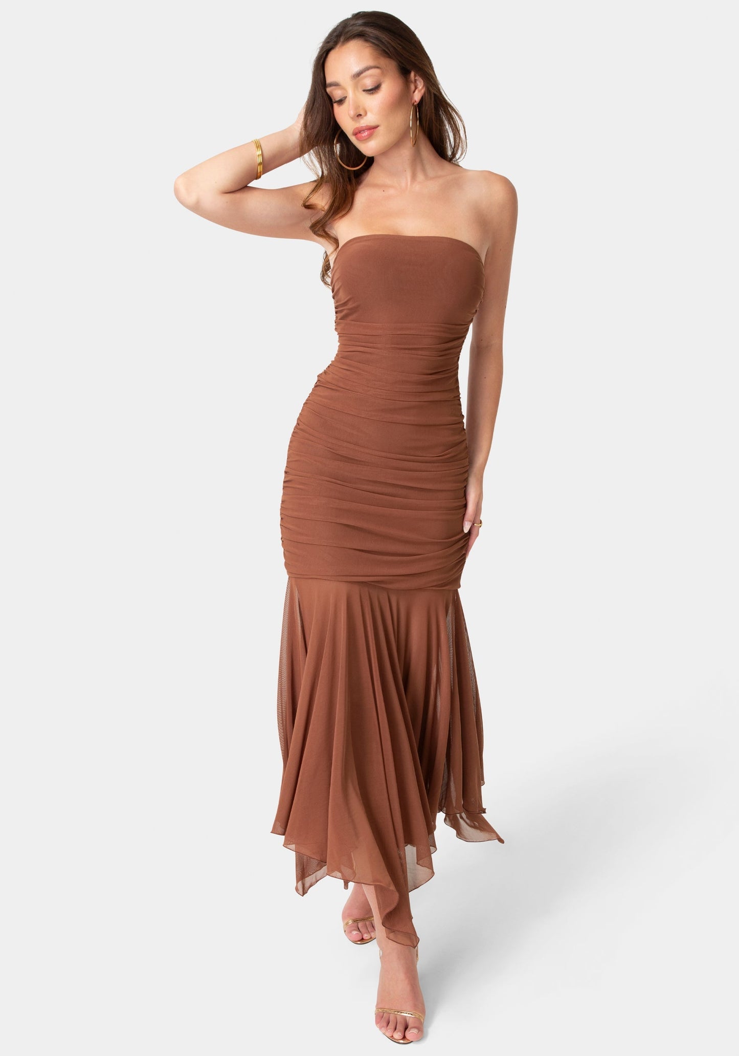 Powermesh Strapless Hanky Dress