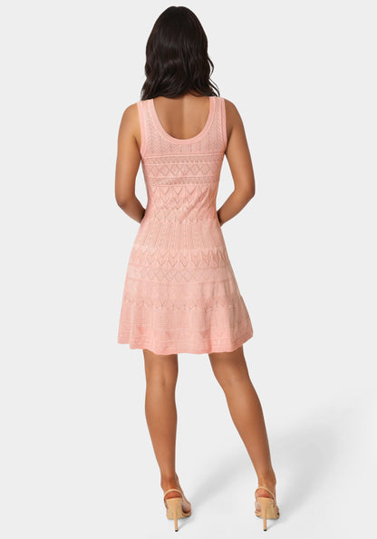 Sleeveless Fit and Flare Pointelle Mini Dress