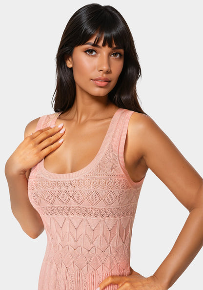Sleeveless Fit and Flare Pointelle Mini Dress