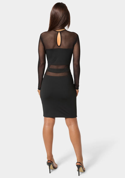 Illusion Mesh Mini Dress