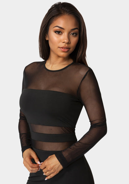 Illusion Mesh Mini Dress