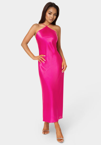 Halter Neck Satin Gown