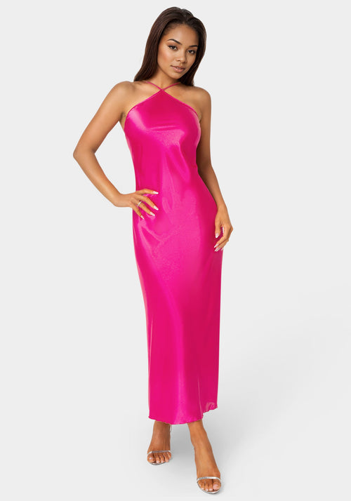 Halter Neck Satin Gown
