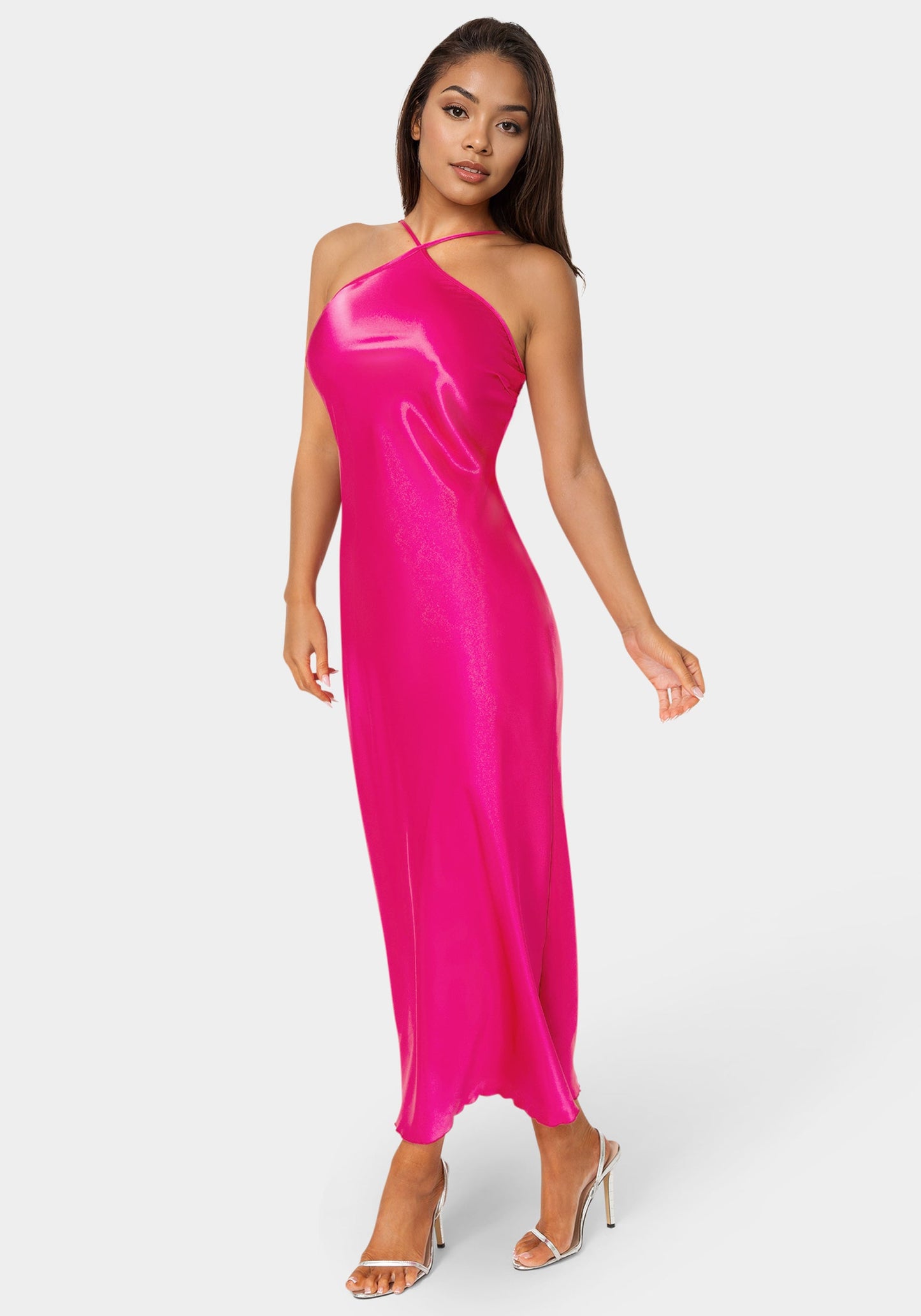 Halter Neck Satin Gown