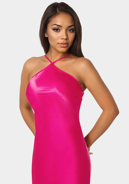 Halter Neck Satin Gown