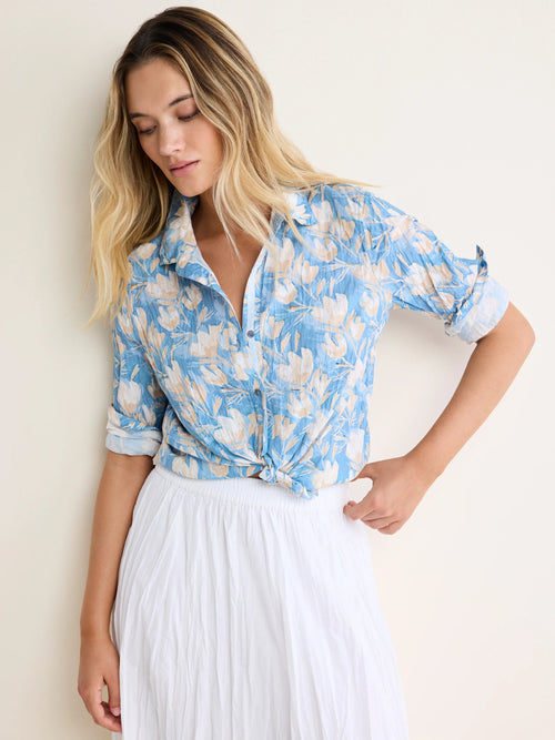 nz by NIC+ZOE Shadow Floral Core Cotton Crinkle Shirt