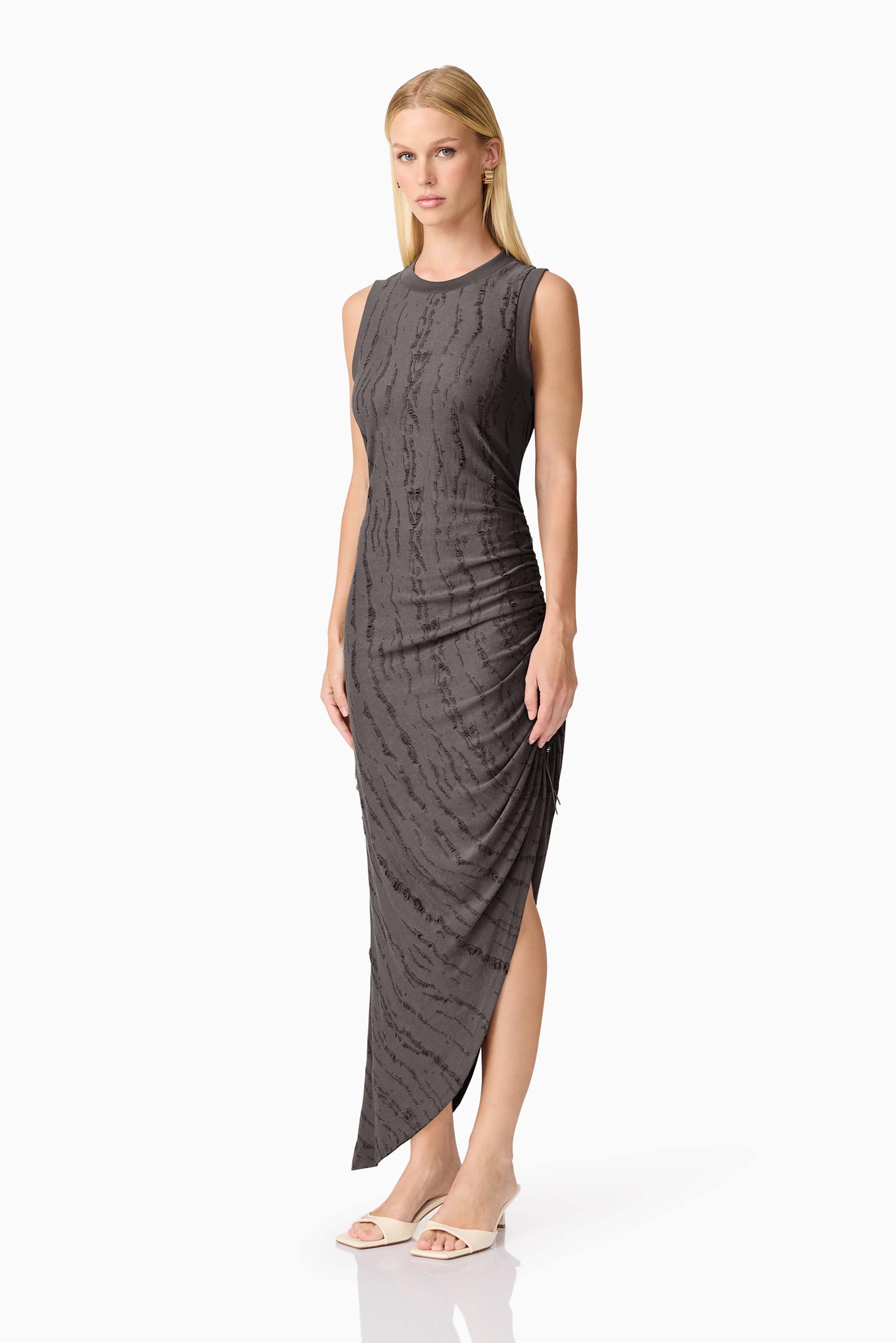 CURAAE Lavania Asymmetrical Midi Dress in Grey