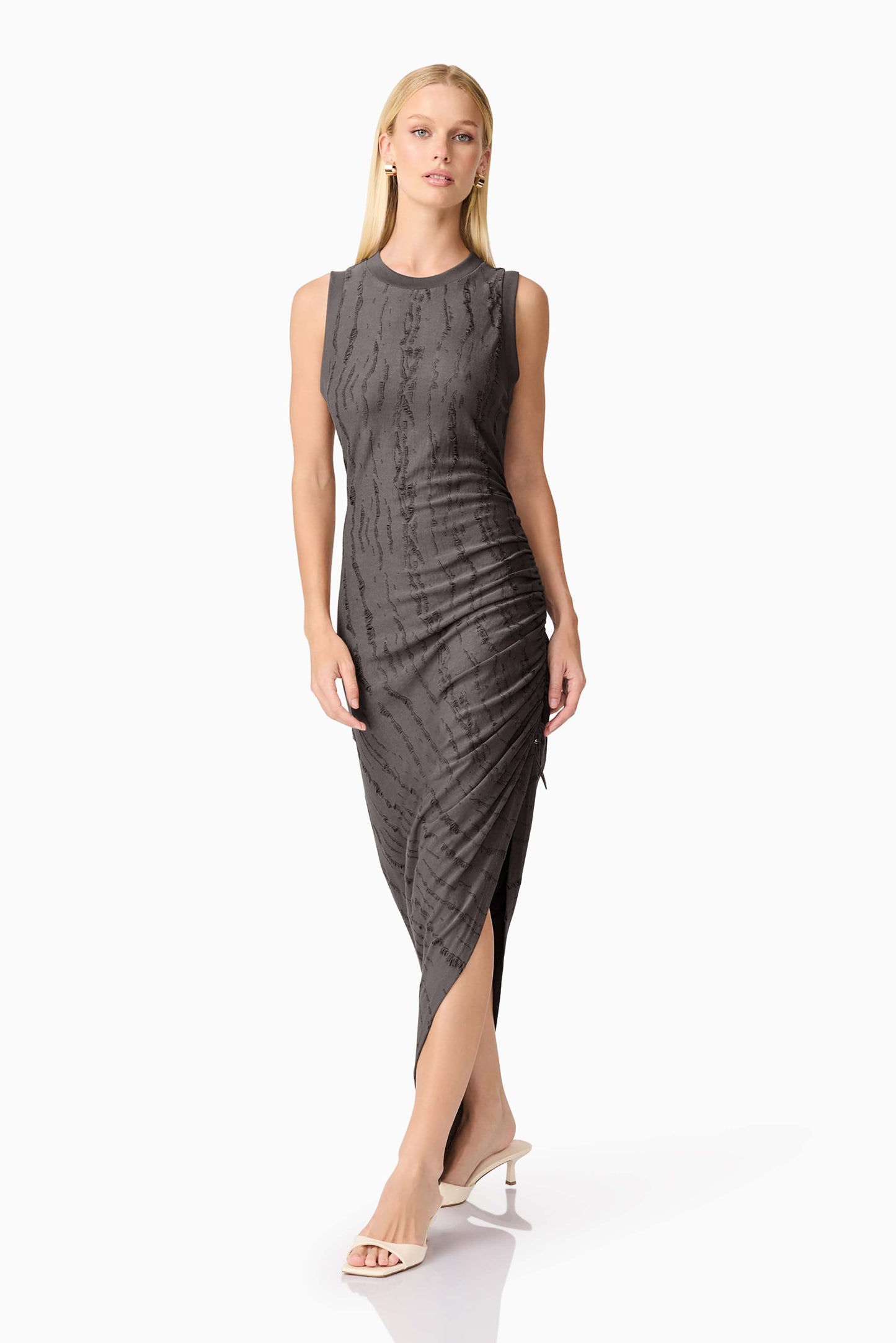 CURAAE Lavania Asymmetrical Midi Dress in Grey