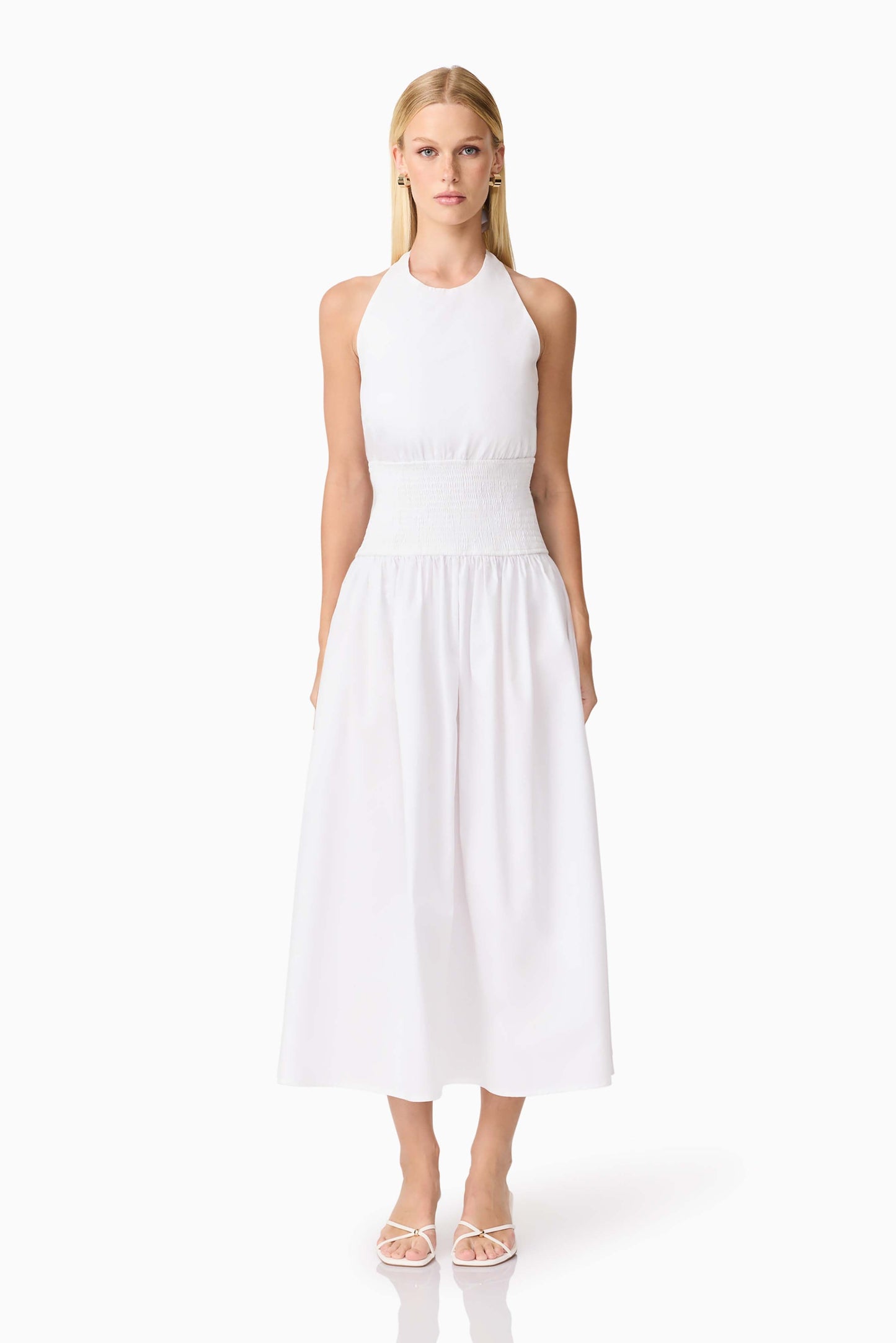 CURAAE Belle Halter Midi Dress in White