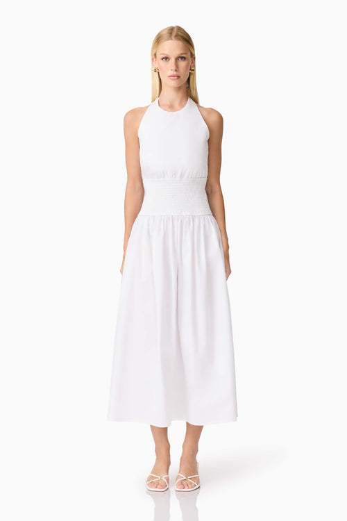 CURAAE Belle Halter Midi Dress in White