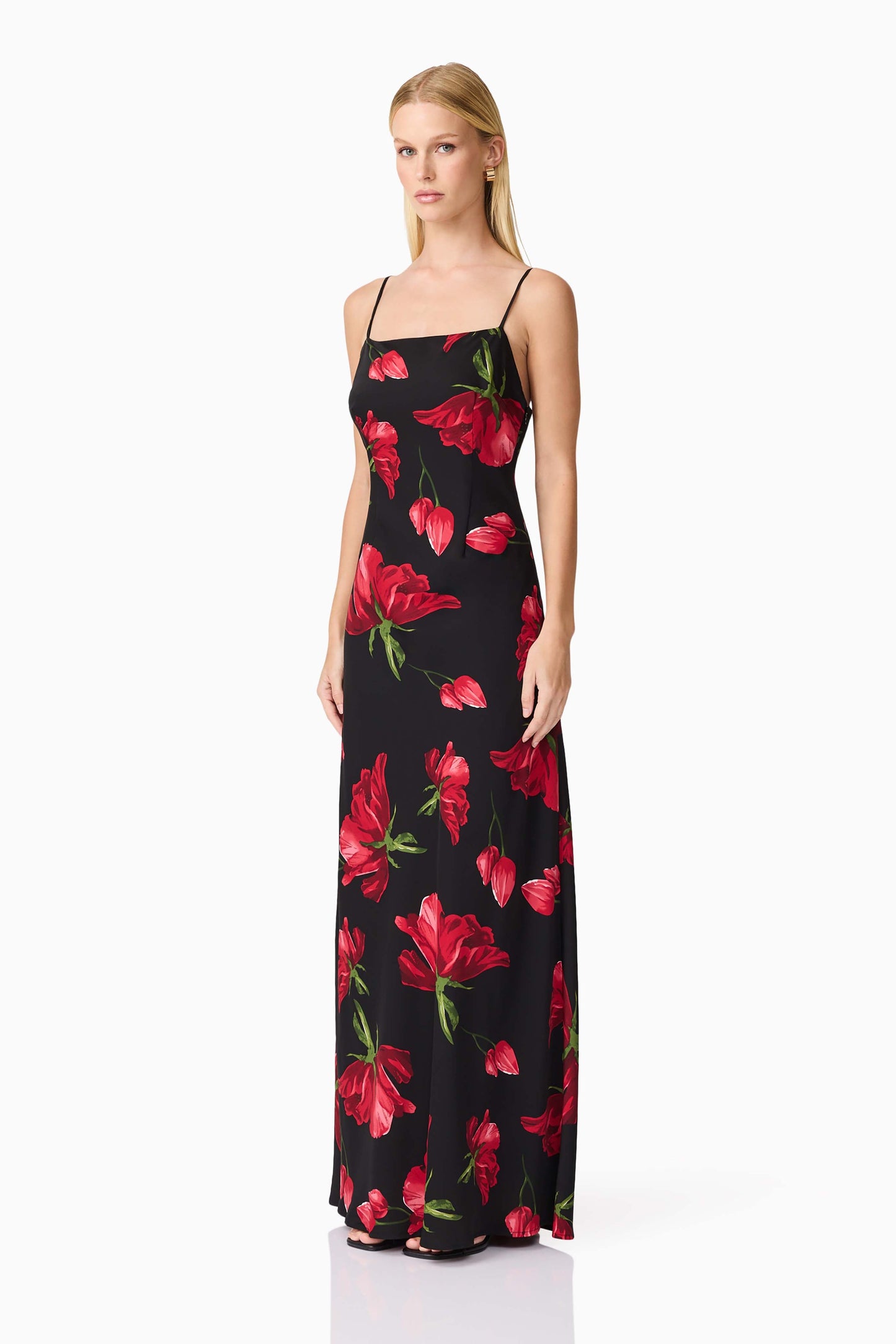 CURAAE Valetta Floral Maxi Dress in Black & Red