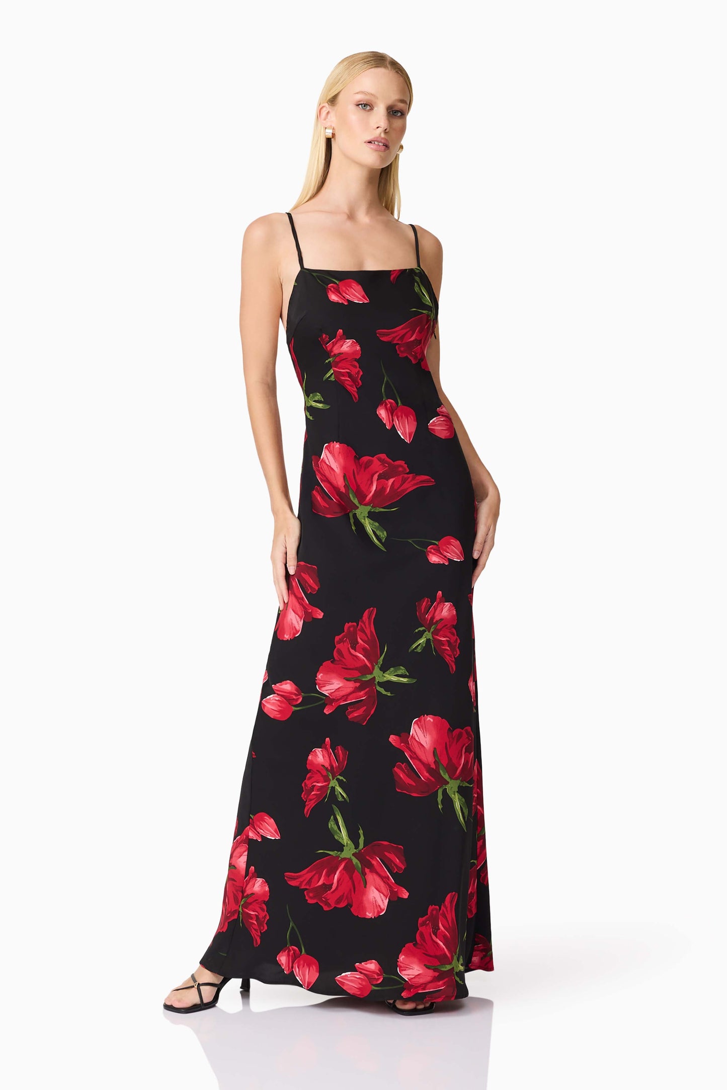 CURAAE Valetta Floral Maxi Dress in Black & Red
