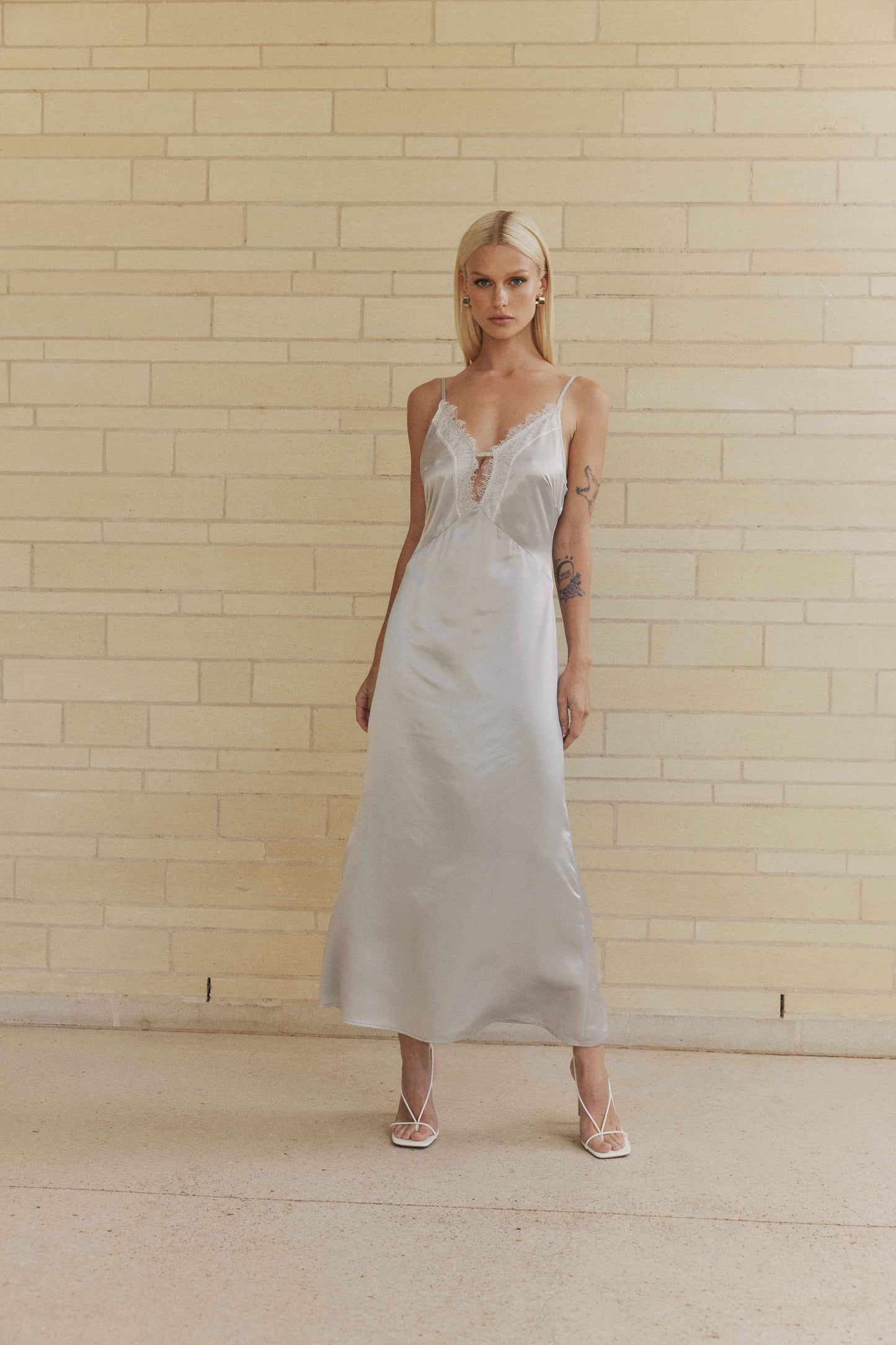 CURAAE Camellia Midi Dress in Silver