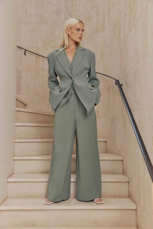 CURAAE Antara Slim Fit Blazer in Green