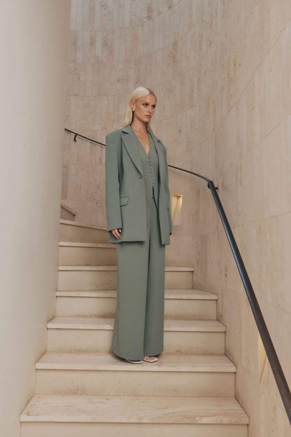 CURAAE Antara Slim Fit Blazer in Green