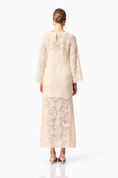 CURAAE Valentine Long Sleeve Maxi Dress in Beige