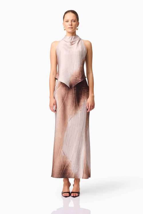 CURAAE Orielle Top & Skirt Set in Brown