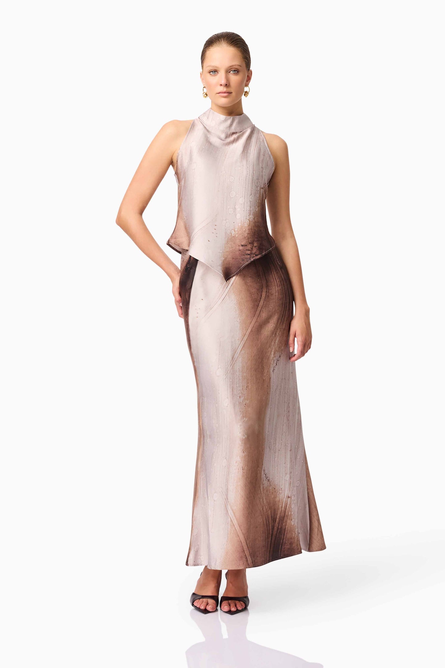 CURAAE Orielle Top & Skirt Set in Brown