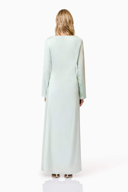 CURAAE Willow Satin Maxi Dress In Blue