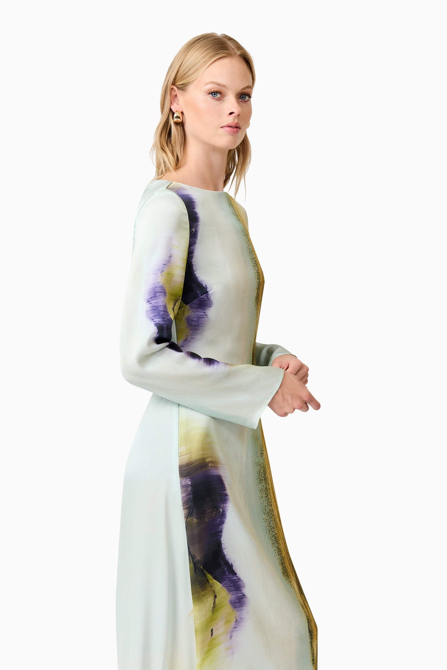 CURAAE Willow Satin Maxi Dress In Blue