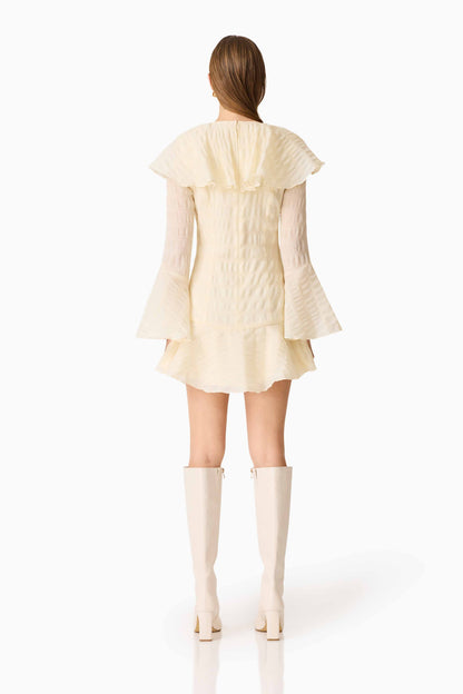 CURAAE Maribelle Long Sleeve Mini Dress in Lemon Yellow