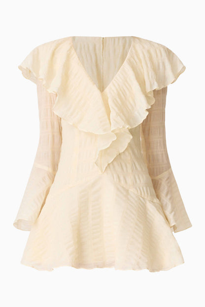 CURAAE Maribelle Long Sleeve Mini Dress in Lemon Yellow
